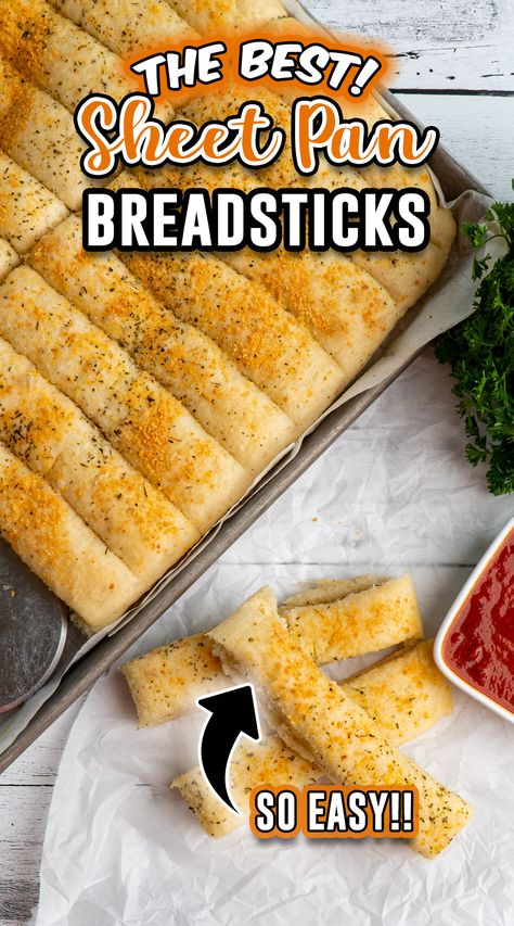 Elevate your dinner game with these soft and easy Sheet Pan Breadsticks! Quick, easy, and bursting with flavor, they're the perfect side for any meal. Get ready to bake up a storm with this simple recipe!