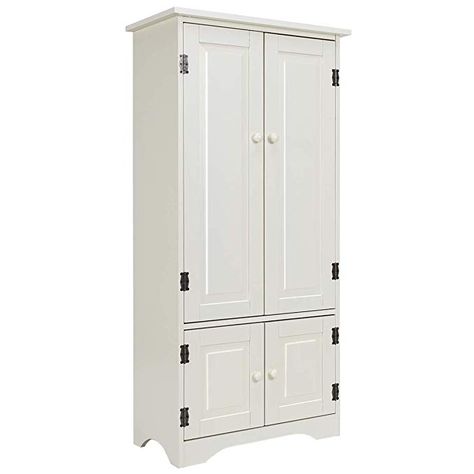 Amazon.com: Giantex Accent Floor Storage Cabinet Adjustable Shelves Antique 2-Door Low Floor Cabinet Pantry 24" Lx13 Wx49''H (White): Kitchen & Dining Small French Country Farmhouse Storage Cabinets, Narrow Farmhouse Cabinet, Shabby Chic Storage Cabinet, Small Free Standing Cabinet, Storage Cupboard Door, Office Storage Cabinets Overstock, Armoires That Come With A Pull Out Table For Sale, Bathroom Storage Cabinet Overstock, Narrow Storage Cabinet