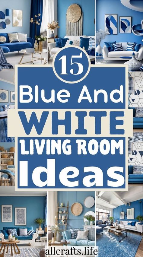 The blue and white living room presents a canvas of possibilities, where classic colors meet diverse design options. Whether you're inclined towards a nautical theme with hints of the ocean or prefer a blend of crisp modern lines and rustic textures, this color scheme adapts effortlessly. Dark Blue Living Room Ideas, White Living Room Paint, Blue And Cream Living Room, Blue Living Room Color, Blue Living Room Ideas, White Couch Living Room, Decorating With Blue, Cathedral Ceiling Living Room, Blue Furniture Living Room