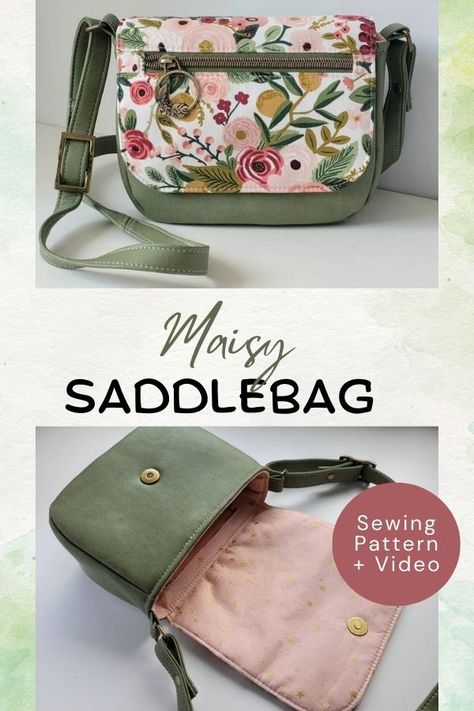 Saddlebag purse sewing pattern. The Maisy Saddlebag purse sewing pattern is a quick and easy bag to sew that you'll want to carry everyday. This classic purse sewing pattern comes with a pdf sewing pattern download and a step by step video sewalong tutorial. Detailed instructions mean even beginners can get a great result with this cute bag sewing pattern. Love that outside flap zipper pocket! SewModernBags Sewing Handbags Free Pattern, Phone Bag Sewing Pattern, Purse Free Pattern Sewing, Quilted Handbags Patterns Free, Sewing Patterns Bags Free, Sewing Crossbody Bag, Over The Shoulder Bag Pattern, Crossbody Sewing Pattern, Small Bag Sewing Pattern Free