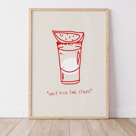 Bar art print shot drinks print trendy vintage retro red tequila wall art bar cart drinks vodka poster printable digital 1 print Vodka Poster, Tequila Wall, Drinks Vodka, Art Bar, Vodka Drinks, Bar Art, Poster Printable, Posters Printable, Tequila