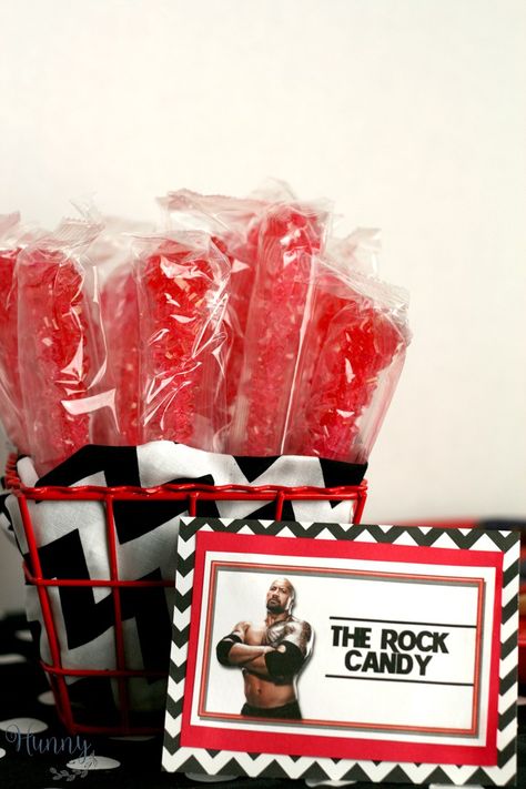 Ideas for an Awesome WWE Birthday Party | Hunny I'm Home Wwe Bday Party Ideas, Wrestling Themed Birthday Party, Wwe Birthday Party Ideas Food, Wwe Wrestling Birthday Party Ideas, Wwe Wrestling Party Ideas, Wwe Theme Party, Wwe Party Food, Diy Wwe Birthday Party Ideas, Wwe Themed Birthday Party