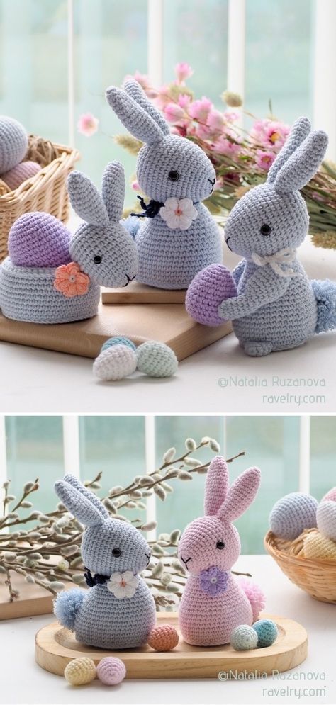 Easter Decor Crochet, Amigurumi Easter Bunny, Crocheted Easter Bunny, Crochet Easter Decorations Patterns Free, Crochet Easter Bunnies, Crochet Easter Amigurumi Free Patterns, Easter Crochet Patterns Free Bunny, Crochet Easter Free Pattern, Free Easter Crochet Patterns