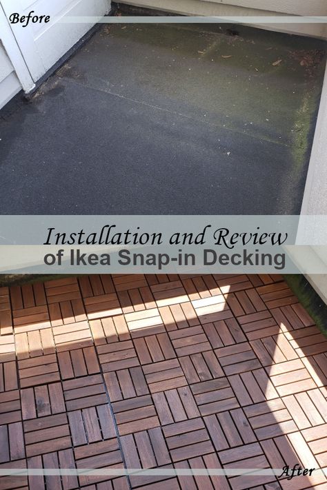 Our experience using the Ikea snap-in decking solution and a review one year later. Ikea Flooring Outdoor, Ikea Balcony Floor, Ikea Runnen Decking, Runnen Floor Decking Ikea Hacks, Ikea Outdoor Flooring, Ikea Decking, Ikea Deck Tiles, Ikea Flooring, Ikea Deck