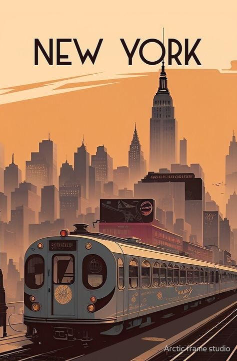 Art Deco Photography, Nyc Architecture, Landmark Poster, New York Manhattan, Nyc City, Train Posters, Voyage New York, Travel Poster Design, Vintage Poster Design