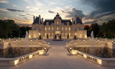 Dream Home Mansion, Mansions With Courtyards, Wattpad Mansion, Castle Like Mansions, Castle Mansion Luxury, Mafia Mansion Aesthetic, 4 Story Mansion, Luxury Houses Exterior, Beautiful Mansions Luxury Dream Houses