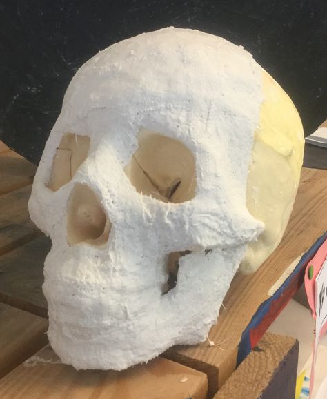 Plaster Masks Ideas, Plaster Mask Ideas, Cardboard Skeleton, Cardboard Skull, Paper Mache Skull, Plaster Mask, Plaster Gauze, Little Gifts Sorority, Dia De Los Muertos Decorations Ideas