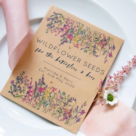 Here at Hitched, we are always looking to bring sustainable wedding ideas to life! Here are our favourite sustainable and eco-friendly wedding ideas for wedding favours. Check out our favourite ideas for wedding favours here, from flower seed favours to mini plants! 🌱    Wildflower meadow seed packets eco-friendly wedding favor Flower Seeds Wedding Favor, Wedding Seed Packet Favors, Flower Seed Favors, Wild Flower Wedding, Eco Friendly Wedding Favors, Seed Packets Favors, Wedding Favours Sign, Seed Favors, Indian Wedding Favors