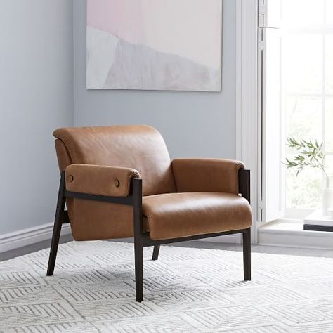 Allergy-friendly living room! Mid-Century Show Wood Chair | west elm Grey Chair Bedroom, Sitting Room Chairs, Modernist Furniture, Oversized Furniture, Leather Office Chair, Apartment Furniture, Leather Armchair, Contemporary Living, Wood Chair