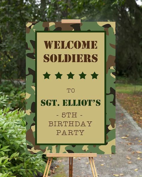 Display this welcome sign at your military themed birthday party. Download, edit in Adobe Reader, then print at your local print and copy store. 

Army Welcome Sign, Soldier, Military, Boys Birthday Welcome Signs, Birthday Party Boards, Kids Party Decorations, Printable Decorations, PDF image 1 Army Birthday Party Themes, Army Theme Party, Army Birthday Cakes, Army Themed Birthday, Soldier Party, Army Birthday Party, Camo Birthday Party, Army Birthday Parties, Army Theme