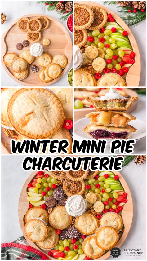 Mini Pie Charcuterie Board, Charcuterie Board Ideas Dessert, Pie Charcuterie Board, Holiday Charcuterie Board Ideas, Fruit Boards, Mini Blueberry Pies, Holiday Charcuterie Board, Dessert Charcuterie Board, Fruit Treats