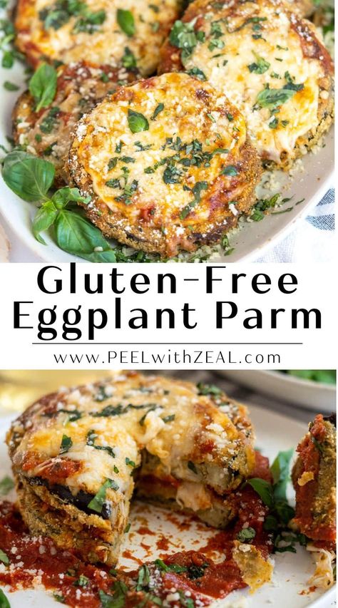 If you're looking for a delicious and gluten-free twist on a classic Italian dish, then this Gluten-Free Eggplant Parmesan recipe is just what you need! Made with crispy, breaded slices of eggplant, this dish is topped with tangy marinara sauce and gooey layers of parmesan and mozzarella cheese. Gluten Free Egg Plant Parmesan, Italian Eggplant Recipes, Gluten Free Eggplant Parmesan, Eggplant Parm Recipe, Gluten Free Italian Bread, Eggplant Parmesan Recipe, Summer Dinner Recipes, Eggplant Parmesan Baked, Eggplant Recipes Parmesan