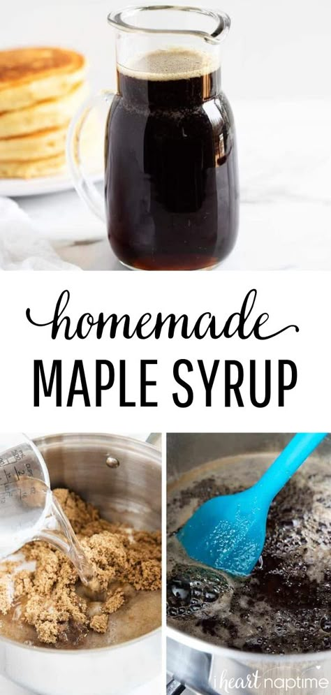 Thick Maple Syrup Recipes, Making Syrup For Pancakes, Home Made Maple Syrup Recipes, Canning Syrup Recipes, Pancakes Syrup Recipe, Home Made Syrup Easy, Homemade Pancake Syrup Easy, Making Maple Syrup, Diy Syrup Pancakes