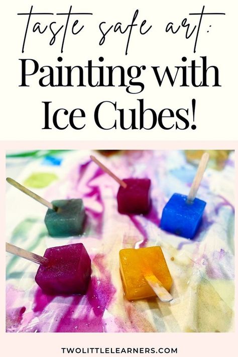 Learn all about how to do ice painting for kids. This fun ice painting activity is a perfect art project for kids for summer time. Our taste safe art for toddlers is quick and made with materials you already have at home. Read more about how to do painting with ice cubes for kids at twolittlelearners.com Painting With Ice Cubes For Kids, Ice Play For Toddlers, Ice Painting For Toddlers, Painting With Ice Cubes, Painting With Ice, Toddler Painting Activities, Ice Cube Painting, Ice Crafts, Art For Toddlers