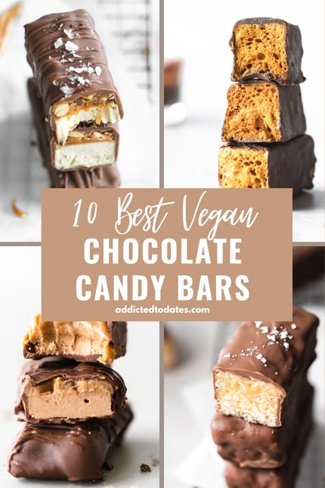 Vegan Chocolate Snacks, Diy Vegan Candy, Homemade Vegan Candy, Vegan Candy Bars, Copycat Candy Bar Recipes, Vegan Chocolate Bar Recipe, Healthy Candy Bars, Vegan Chocolate Candy, Chocolate Bar Recipes