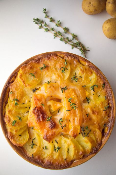 Thyme, Pumpkin, and Potato Gratin Scalloped Sweet Potatoes, Potato Gratin Recipe, Savory Pumpkin Recipes, Potato Gratin, Low Fodmap Recipes, Low Fodmap Diet, Fodmap Recipes, Thanksgiving Side Dishes, Red Door