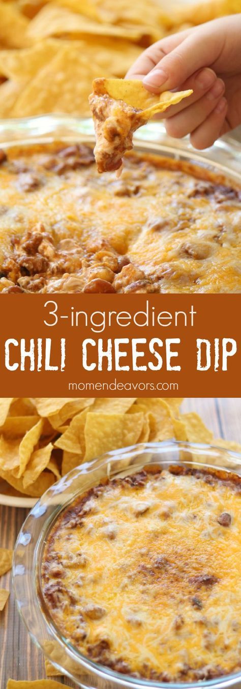 Easy chili cheese dip recipe - so simple with just 3 ingredients! Easy Chili Cheese Dip, 3 Ingredient Chili, Chili Cheese Dip Recipes, Chili Cheese Dip, Cheese Dip Recipe, Smores Dessert, Chili Cheese Dips, Cheese Dip Recipes, Easy Chili