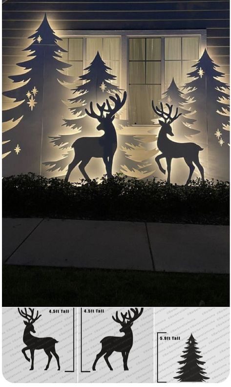 Outside Christmas Decor Yard Decorations Winter Wonderland, Silowets Silhouettes, Christmas Plywood Cutouts, Wood Decorations, شرم الشيخ, Christmas Yard Art, Christmas Yard Decorations, Silhouette Christmas, Easter Eggs Diy