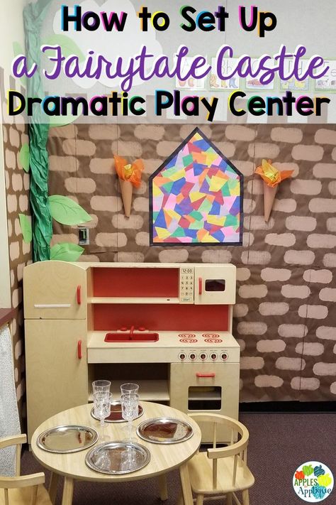 Watch your students' imaginations run wild as they enact well-known fairy tales--or create their own!--with this DIY castle dramatic play center! Fairy Tale Dramatic Play, Castle Dramatic Play, Kindergarten Enrichment, Fairy Tales Preschool Activities, Play Prompts, Castles Topic, Diy Castle, Disney Camp, Castle Study