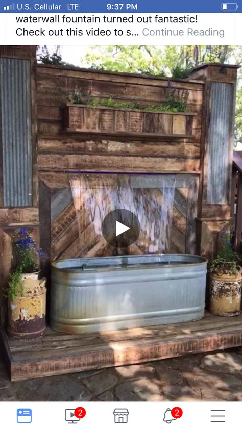 Fountain Ideas, Outdoor Water Features, Stock Tank Pool, Tank Pool, Outside Projects, Waterfalls Backyard, Stock Tank, Back Yard Ideas, Water Gardens