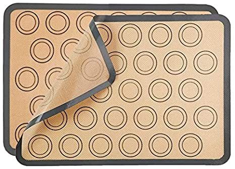 Silicone Baking Mat, Non-Stick, Food Safe Baking Sheet, Macaron Cookies, 2-Pack (11 5/8" x 16 1/2") Stick Food, Macaron Cookies, Baking Kit, Cookie Kit, Asian Kitchen, Art Mat, Silicone Baking Mat, Baking Mat, Silicone Baking