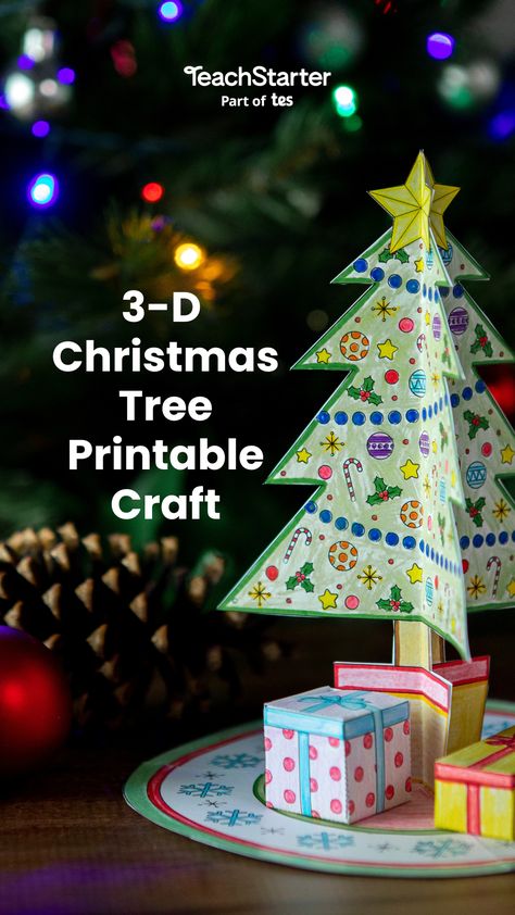 Paper Christmas Tree Template, Christmas Drawing For Kids, Christmas Geometry, Printable Craft Templates, Classroom Christmas Decorations, Fun Holiday Crafts, Christmas Tree Printable, Tree Printable, Tree Template