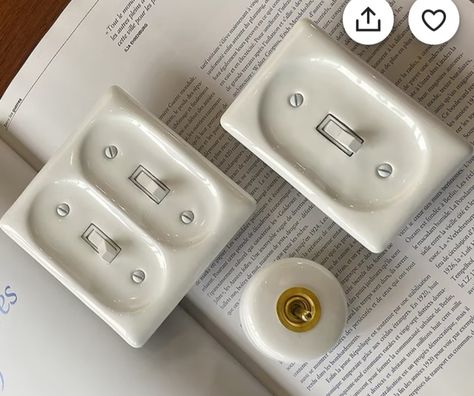 Hide Outlet, Interior Boho, Brass Wall Hook, Ceramic Square, Light Switches, Decoration Inspiration, Toggle Switch, Outlet Covers, Switch Plates