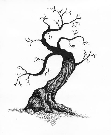 Burnt Tree Drawing, Crooked Tree Drawing, Scary Trees Drawing, Haunted Tree Drawing, Dark Tree Drawing, Simple Tree Illustration, Spooky Tree Drawing, Creepy Tree Drawing, Stencil Painting Ideas