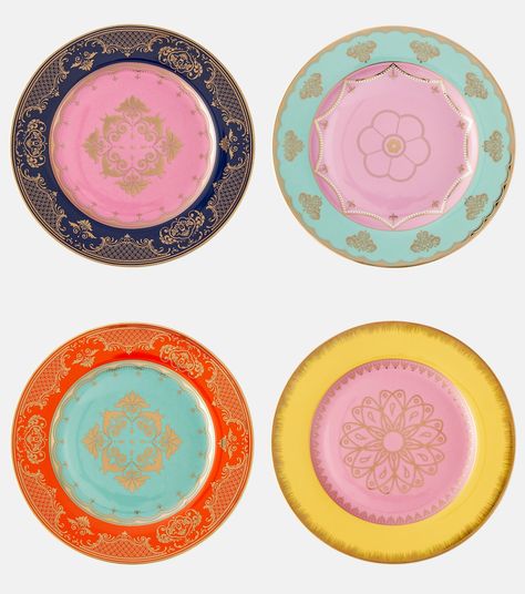 Grandpa Set Of 4 Side Plates in Multicoloured - Polspotten | Mytheresa Plates Table Setting, Diy Mid Century Modern Decor, Colorful Plates, Diy Mid Century Modern, Plate Chargers, Diy Mid Century, Large Glass Vase, Large Ceramic Vase, Small Glass Vases