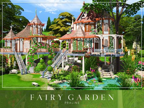 Pralinesims' Fairy Garden Sims 4 Houses Layout, Lotes The Sims 4, Sims 3 Cc, Small City Garden, Bloxburg Builds, Sims Builds, Sims 4 House Plans, Sims 4 House Building, Fairy Home