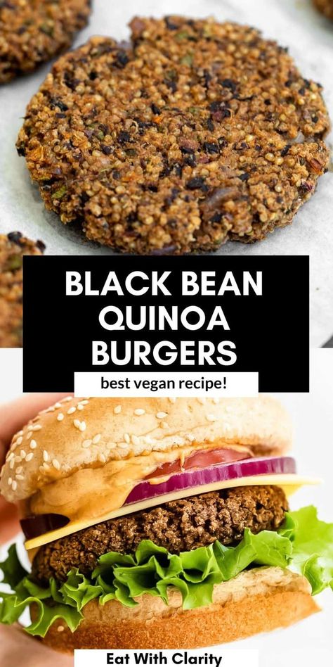 Gluten Free Black Bean Burgers, Black Bean Quinoa Burger, Nutritious Eating, Quinoa Veggie Burger, Vegan Black Bean Burger, Best Veggie Burger, Healthy Sandwich, Black Bean Burger, Vegan Sandwiches