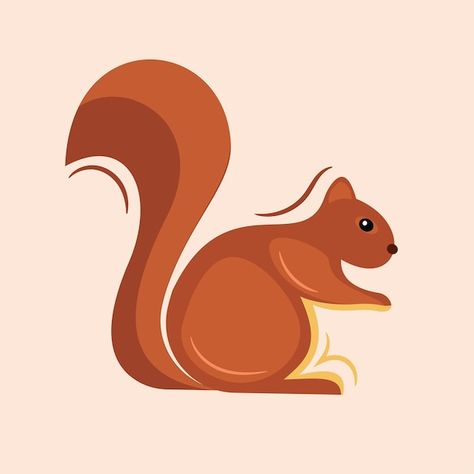 Squirell Cartoon, Squirrel Cartoon, Cartoon Squirrel, Autumn Animals, Flat Style, Flat Illustration, Forest Animals, Illustration Vector, Fashion Flats