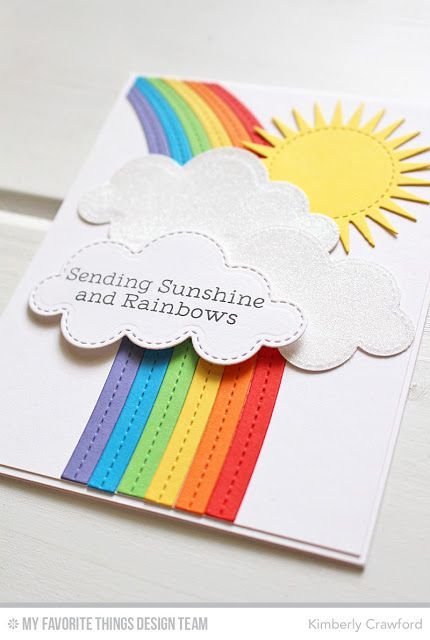 Rainbow Card Ideas, Rainbow Cards Handmade, Cute Things To Make Out Of Paper, Cute Card Designs, Greetings Cards Handmade, Rainbow Birthday Card, Flowers Paper Craft, Paper Rainbow, Rainbow Craft