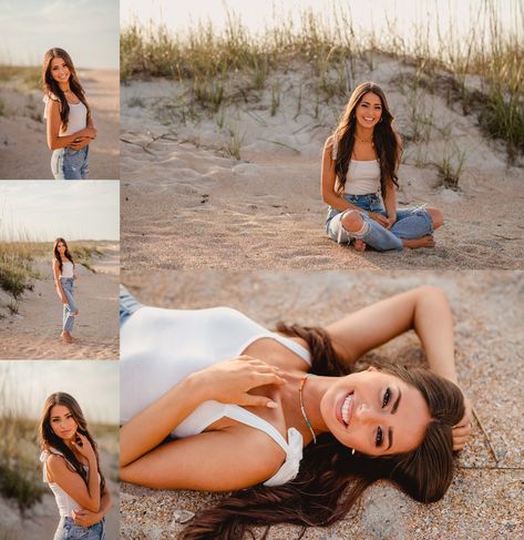 St Augustine Senior Pictures, Beach Pictures Poses Senior, Coastal Cowgirl Senior Pictures, Senior Portrait Beach, Senior Pics On Beach, Beach Senior Pictures Outfits, Senior Picture Beach, Creek Pics, Cowgirl Senior Pictures