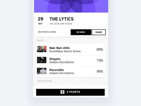 Nitehype  Buy a ticket by Grzegorz Oksiuta User Flow Design, Ui Design Patterns, Best Ui Design, Ux Mobile, User Flow, Ui Animation, Mobile Interface, Flow Design, Ui Design Inspiration