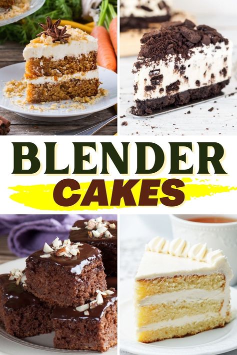 Try these blender cakes for easy desserts you'll love! From chocolate to peanut butter to carrot and banana, baking has never been so simple. Easy Blender Cakes, Blender Cake Recipes Baking, Cakes Made In A Blender, Yellow Blender Cake Milk Street, Blender Recipes Dessert, Chocolate Blender Cake, Blender Cake Recipes, Blender Desserts, Orange Blender Cake