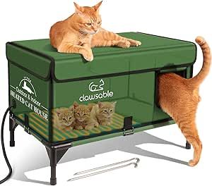 Clawsable Indestructible Heated Cat House for Outdoor Cats in Winter, Extremely Waterproof, Fully Insulated Outside Feral Cat House Shelter for Stray Barn Cat (Highly Elevated, Large Cuboid). Cats In Winter, Heated Cat House, Feral Cat House, Barn Cat, Outdoor Cat House, Feral Cat, Cat Houses, Outdoor Cat, Outdoor Heaters