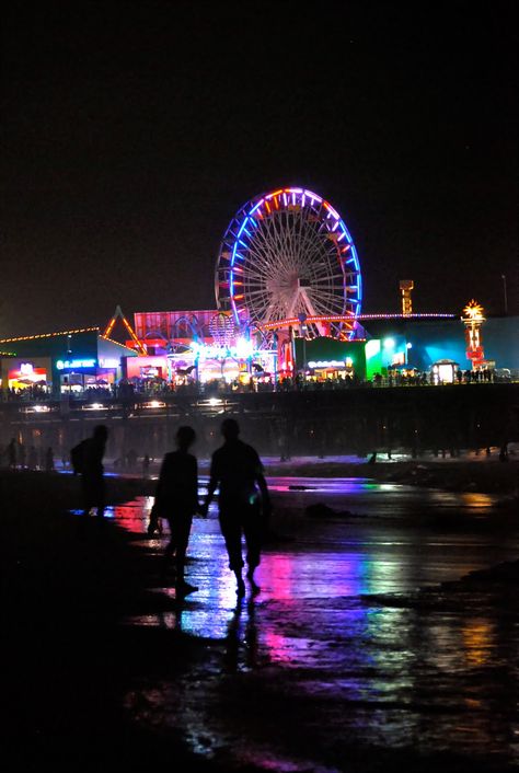 santa monica pier at night. Santa Monica Aesthetic Night, Pier Aesthetics Night, Santa Monica Pier Night, Santa Monica Pier Aesthetic, Santa Monica Aesthetic, Pier Santa Monica, Los Angeles Aesthetic, Santa Monica Pier, World Of Darkness