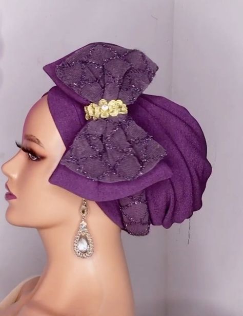 Turban Fascinator Style, Turban Caps For Women, Head Gear Fashion, Ankara And Cord Lace Combination, Diy Hair Fascinator, How To Make Turban, Head Rap, Derby Hats Diy Ideas, Turban Diy