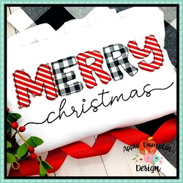 Merry Christmas Bean Stitch Applique Design | Embroidery Boutique Embroidery Svg, Christmas Applique Designs, Cat Beautiful, Christmas Sayings, Embroidery Boutique, Bean Stitch, Christmas Applique, Design Embroidery, Pet Holiday