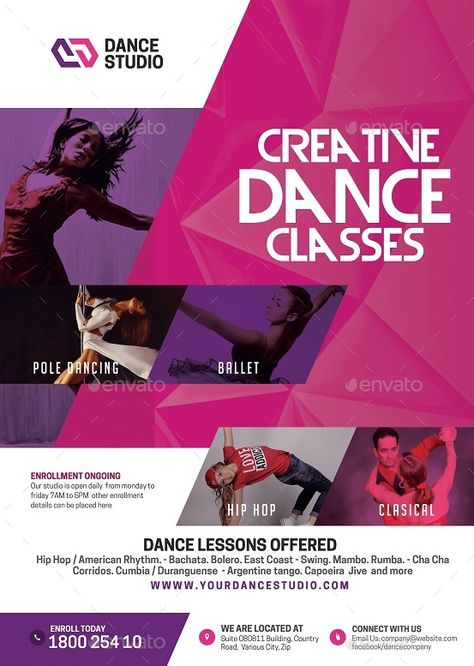 Dance Studio Advertising, Dance Studio Branding, Dance Workshop Poster, Dance Flyer Design, Dance Studio Poster, Dance Class Poster, Dance Event Poster, Services Flyer Design, Class Poster Design