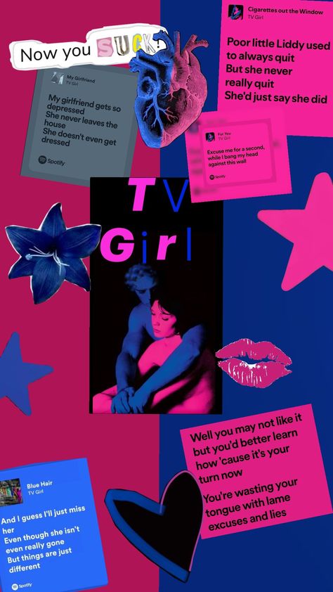 TV girl 💗💙 Tv Girl Wallpaper, House Shed, Tv Girl, Tv Girls, Girl Wallpaper, Tv Wall, Girl Room, Blue Hair, Get Dressed