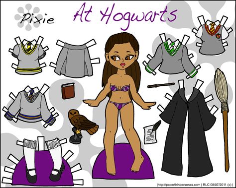 (⑅ ॣ•͈ᴗ•͈ ॣ)♡                                                             ✄Pixie series: Hogwarts student Harry Potter Paper Dolls, Draw Harry Potter, Harry Potter Paper, Cereal Box Craft, Hogwarts Student, Envelope Templates, Harry Potter Owl, Pixie Doll, Hogwarts Letter