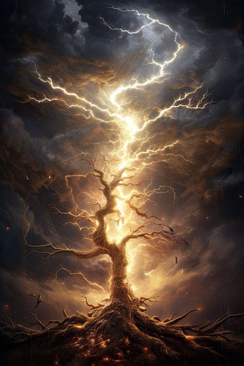 Lightning Artistry Lightning Struck Tree, Tree Hit By Lightning, Fire On Water, Lightning Aesthetic, Prophetic Art Worship, Blitz Tattoo, God Of Lightning, Storm Tattoo, Dragon Blood Tree