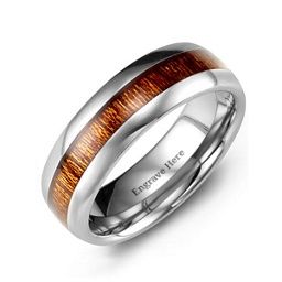 Polished Tungsten Ring with Koa Wood Insert Traditional Wedding Rings, Wood Insert, Engraved Engagement Ring, Black Gold Jewelry, Infinity Jewelry, Koa Wood, Tungsten Wedding Bands, Wolfram, Infinity Ring