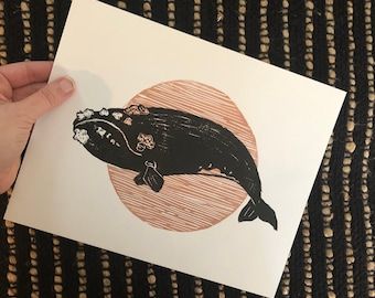 Whale II Humpback Whale Handmade Block Print - Etsy Canada Relief Printmaking, Lino Art, Lokta Paper, Whale Print, Relief Print, Humpback Whale, Lino Print, Linocut Prints, Whales