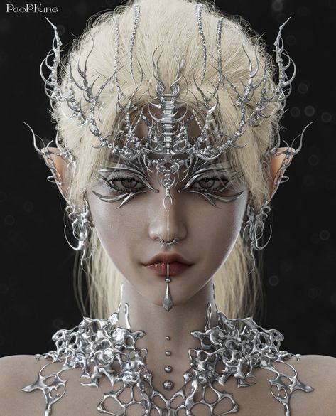 Futuristic Princess, Futuristic Headpiece, Futuristic Accessories, Cybergoth Fashion, Futuristic Makeup, Face Jewels, Fairy Artwork, Cyberpunk Fashion, Goth Makeup