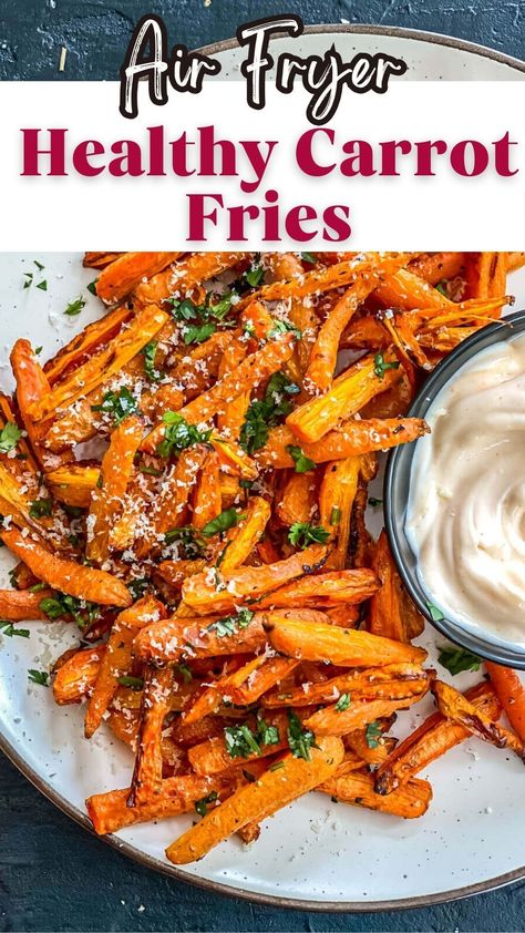 Discover how to make crispy air fryer carrot fries with our easy recipe. These seasoned carrot fries are perfectly crispy and make a delicious and healthy side dish. Ready in less than 25 minutes, this quick and simple recipe is perfect for any meal. Follow our step-by-step guide to create these tasty veggie fries that are sure to become a favorite. Crispy Carrot Fries Air Fryer, Air Fry Carrot Fries, Air Fryer Recipes Carrots, Airfry Carrot Fries, Airfryer Carrot Fries, Healthy Fries Air Fryer, Air Fryer Carrot Recipes, Air Fried Carrot Fries, Baby Carrot Recipes Air Fryer