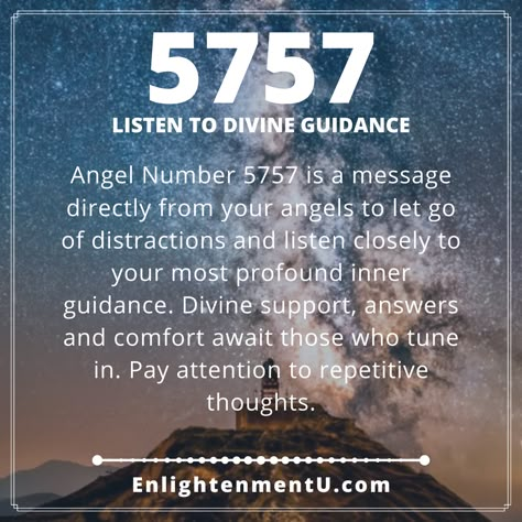 Angel Number 5757 is a message directly from your angels to let go of distractions and listen closely to your most profound inner guidance. Divine support, answers and comfort await those who tune in. Pay attention to repetitive thoughts. 5757 Angel Number, 5757 Angel Number Meaning, 5 Angel Number, Financial Blessing, Dear Universe, Higher Vibration, Krishna Quotes In Hindi, Angel Number Meaning, Divine Wisdom