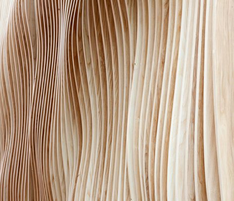 Wavy wood texture #cnctexture  http://cnc.gallery/ Facade Wood, Wood Facade, Timber Slats, Wood Slat Wall, Arch Design, Curved Wood, Wood Interiors, Slat Wall, Facade Design